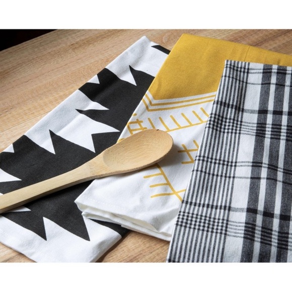 Foreside Home & Garden Set of 3 Abstract/Plaid Woven Kitchen Tea Towels 18”x27” - Picture 4 of 10